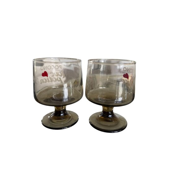 POCONOS Vintage Mount Airy Set of 2 Drinking Goblets Glasses - Picture 2 of 6
